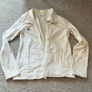White zip up sweater
